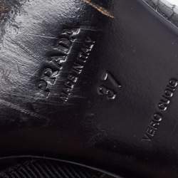 Pre Owned Prada Black Croc Embossed and Leather Studded Pumps Size 37