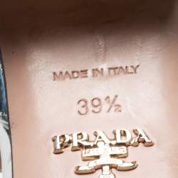Prada Silver Leather and PVC Ankle Strap Block Heel Sandals Size 39.5