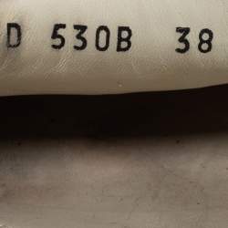 Pre Owned Prada Cream Saffiano Vernice Leather Bow Slip On Loafers Size 38