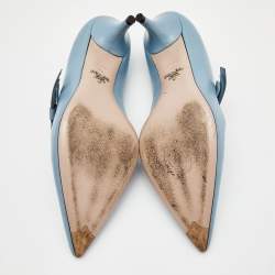 Pre Owned Prada Blue Leather Pointed Toe Pumps Size 40
