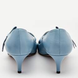 Pre Owned Prada Blue Leather Pointed Toe Pumps Size 40