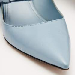 Pre Owned Prada Blue Leather Pointed Toe Pumps Size 40