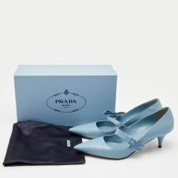 Pre Owned Prada Blue Leather Pointed Toe Pumps Size 40