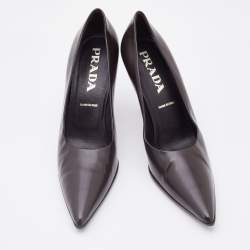 Prada Dark Brown Leather Pointed Toe Pumps Size 37