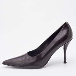 Prada Dark Brown Leather Pointed Toe Pumps Size 37