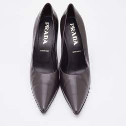 Prada Dark Brown Leather Pointed Toe Pumps Size 37