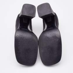 Pre Owned Prada Black Fabric Square Toe Block Heel Mary Jane Pumps Size 35