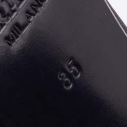 Pre Owned Prada Black Fabric Square Toe Block Heel Mary Jane Pumps Size 35