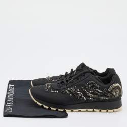 Pre Owned Prada Black Fabric Crystal Embellished Low Top Sneakers Size 38