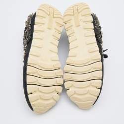 Pre Owned Prada Black Fabric Crystal Embellished Low Top Sneakers Size 38