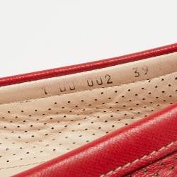 Pre Owned Prada Red Perforated Leather Penny Loafers Size 39