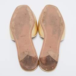 Pre Owned Prada Gold Saffiano Leather Flat Slides Size 39