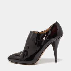 Pre Owned Prada Burgundy  Patent Leather Pointed Toe Booties  Size 39