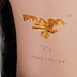 Pre Owned Prada Burgundy  Patent Leather Pointed Toe Booties  Size 39