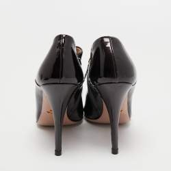 Pre Owned Prada Burgundy  Patent Leather Pointed Toe Booties  Size 39