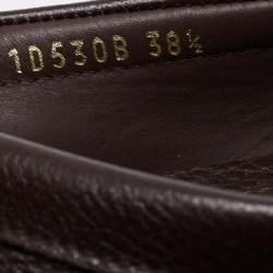 Pre Owned Prada Dark Brown Leather Loafers Size 38.5