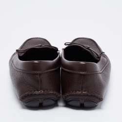 Pre Owned Prada Dark Brown Leather Loafers Size 38.5