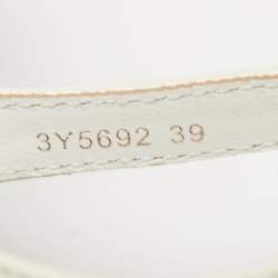 Pre Owned Prada White Patent Leather Logo Thong Flat Sandals Size 39