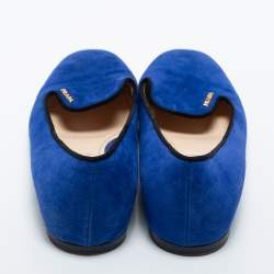 Pre Owned Prada Blue Suede Smoking Slippers Size 38.5