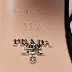 Pre Owned Prada Black Velvet Block Heel Platform Ankle Strap Sandals Size 37.5