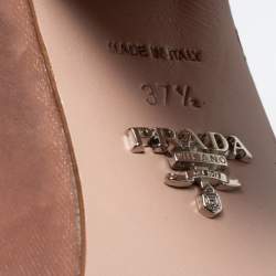 Pre Owned Prada Dusty Pink Velvet Block Heel Platform Ankle Strap Sandals Size 37.5