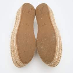 Prada Off White Leather Platform Espadrille Flats Size 38 