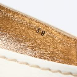 Prada Off White Leather Platform Espadrille Flats Size 38 