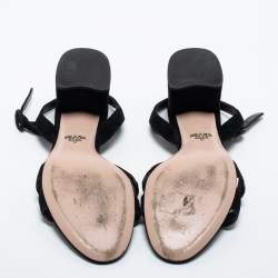 Prada Black Studded Suede Block Heel Ankle Strap Sandals Size 40
