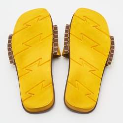 Prada Gold Leather Flat Slides Size 38