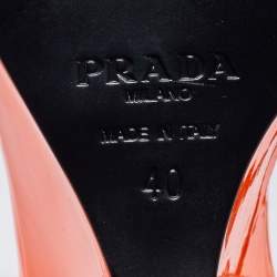 Pre Owned Prada Orange/White  Patent Leather Flame Ankle Strap Wedge Sandals Size 40