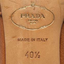 Prada Brown Leather Embellished Slide Sandals Size 40.5