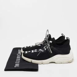 Pre Owned Prada Black XY Logo Knit Fabric Sock Sneakers Size 35