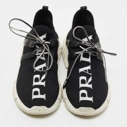 Pre Owned Prada Black XY Logo Knit Fabric Sock Sneakers Size 35