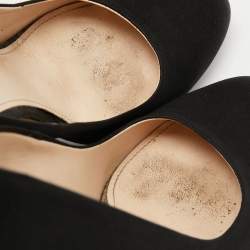 Pre Owned Prada Black Satin Round Toe Pumps Size 38.5