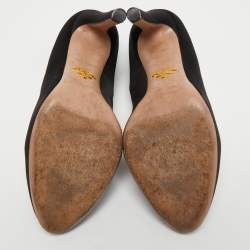 Pre Owned Prada Black Satin Round Toe Pumps Size 38.5