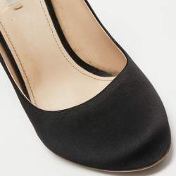 Pre Owned Prada Black Satin Round Toe Pumps Size 38.5