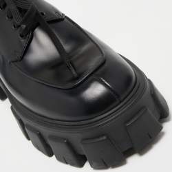 Prada Black Leather Monolith Platform Derby Size 38.5