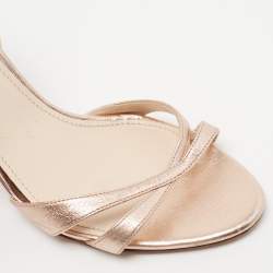 Pre Owned Prada Metallic Rose Pink Leather Strappy Slingback Sandals Size 38.5