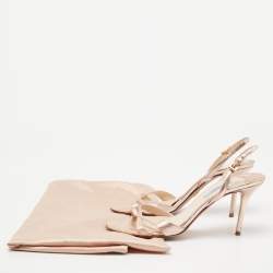 Pre Owned Prada Metallic Rose Pink Leather Strappy Slingback Sandals Size 38.5