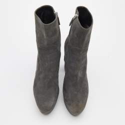 Prada Grey Suede Platform Ankle Boots Size 38