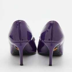 Pre Owned Prada Purple Patent Leather Bow Pumps Size 37