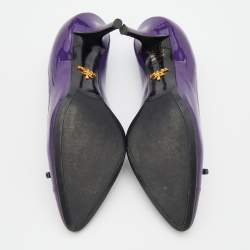 Pre Owned Prada Purple Patent Leather Bow Pumps Size 37