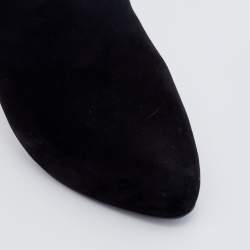 Pre Owned Prada Black Suede Platform Knee Length Boots Size 38