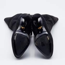 Pre Owned Prada Black Suede Platform Knee Length Boots Size 38