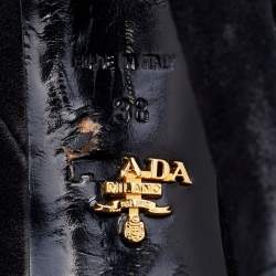 Pre Owned Prada Black Suede Platform Knee Length Boots Size 38