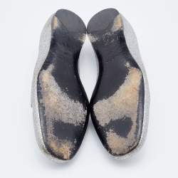 Pre Owned Prada Silver Glitter Smoking Slippers Size 38