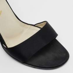 Pre Owned Prada Black Satin Ankle Strap Sandals Size 37.5