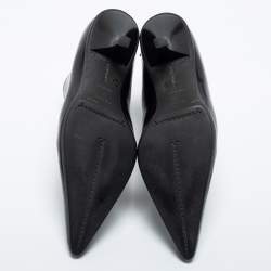 Pre Owned Prada Black Leather Ankle Length Boots Size 37.5