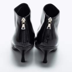 Pre Owned Prada Black Leather Ankle Length Boots Size 37.5