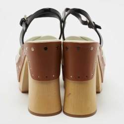 Pre Owned Prada White/Black Leather Ankle Strap Sandals Size 37